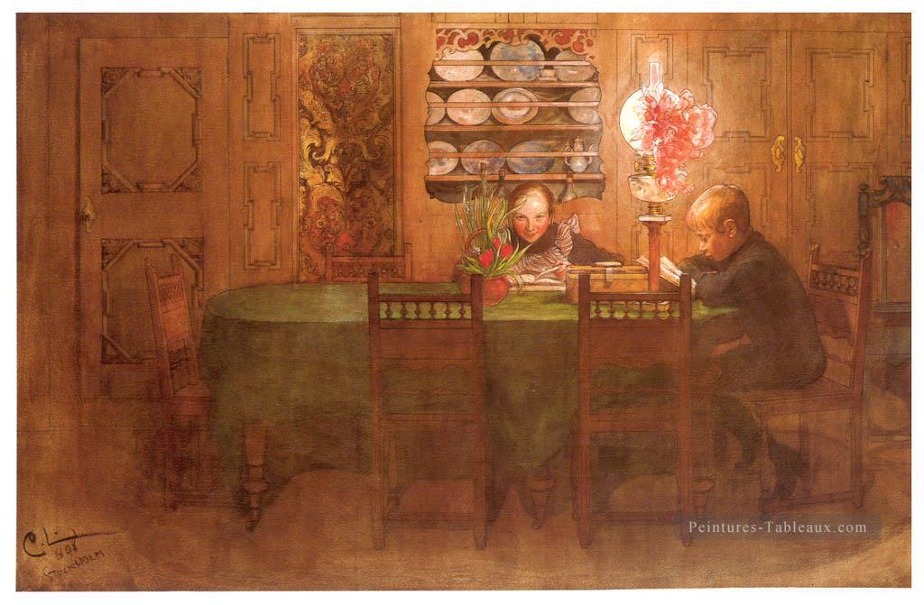 los deberes 1898 Carl Larsson Peintures à l'huile